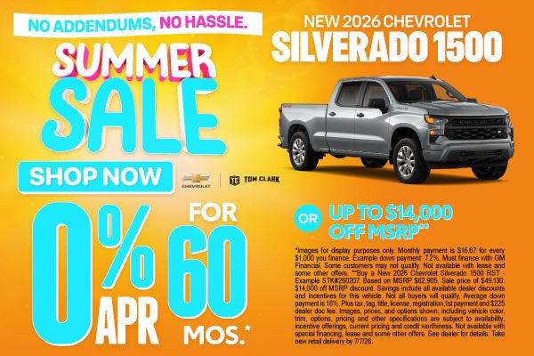 "NEW 2026 CHEVROLET SILVERADO 1500 NO ADDENDUMS, NO HASSLE.