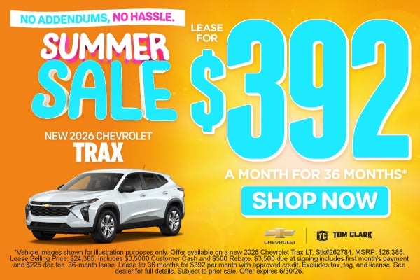 New 2026 Chevrolet Trax Lease for $392 a month for 36 months