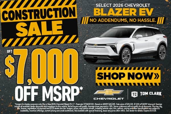 "SELECT 2026 CHEVROLET BLAZER EV NO ADDENDUMS, NO HASSLE."	"