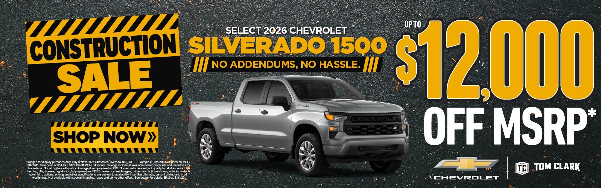 "SELECT 2026 CHEVROLET SILVERADO 1500 NO ADDENDUMS, NO HASSL
