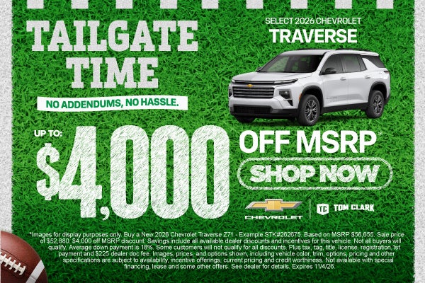Select 2026 Chevrolet Traverse Up To $4,000 Off MSRP*