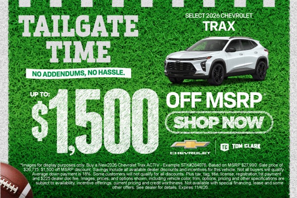 Select 2026 Chevrolet Trax Up To $1,500 Off MSRP* 