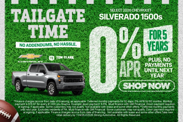Select 2026 Chevrolet Silverado 1500s 0% Apr for 5 Years* 